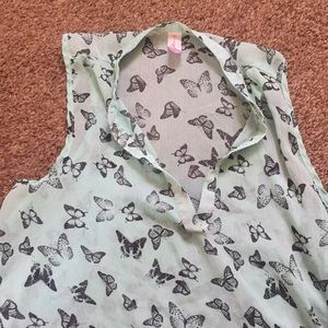 Butterfly silk tank top
